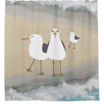 Silly Seagulls Shower Curtain by ellejai at Zazzle