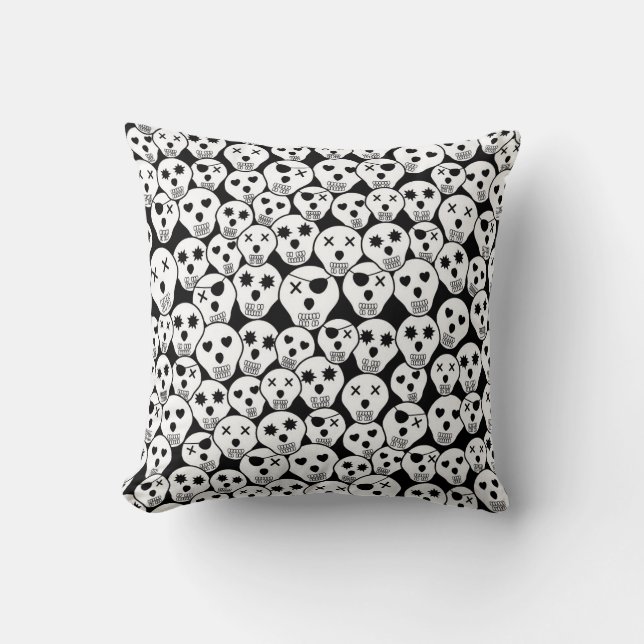 Silly Skulls Throw Pillow (Front)