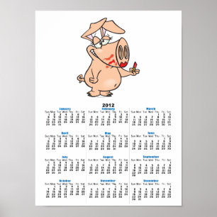 silly sloppy lipstick piggy pig cartoon poster