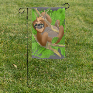 Silly Sloth Relaxing In A Tree Garden Flag