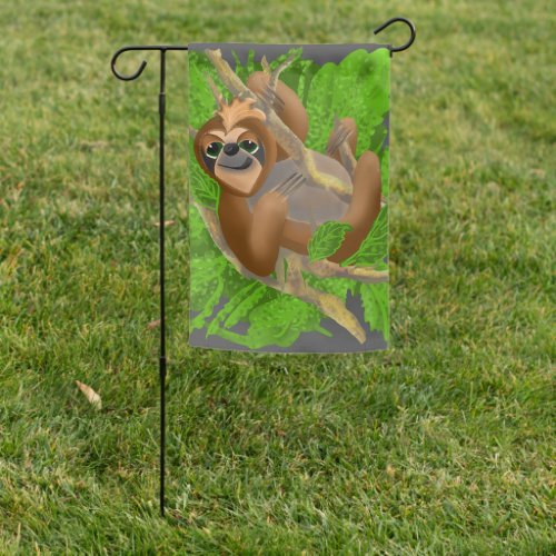 Silly Sloth Relaxing In A Tree Garden Flag