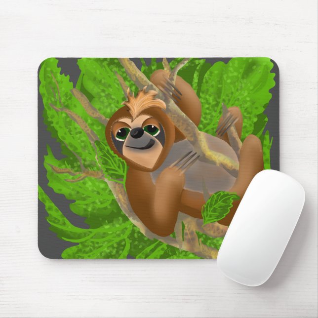 Silly Sloth Relaxing In A Tree Mouse Pad (With Mouse)