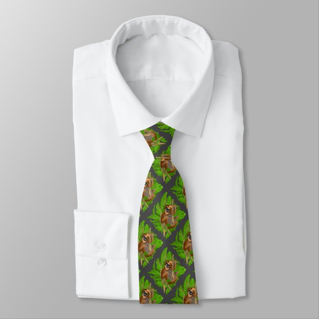 Silly Sloth Relaxing In A Tree Neck Tie (Tied)