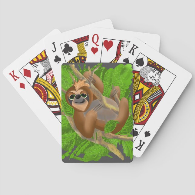 Silly Sloth Relaxing In A Tree Poker Cards (Back)