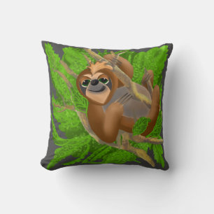 Silly Sloth Relaxing In A Tree Throw Pillow