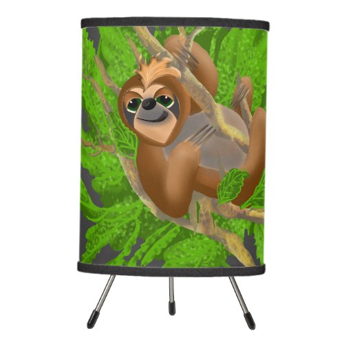 Silly Sloth Relaxing In A Tree Tripod Table Lamp
