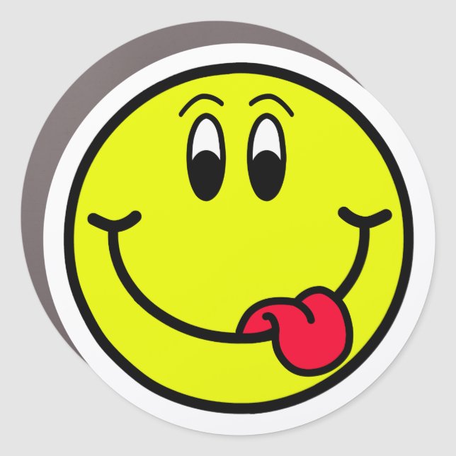 Silly Smiling Face Emoji Car Magnet (Front)
