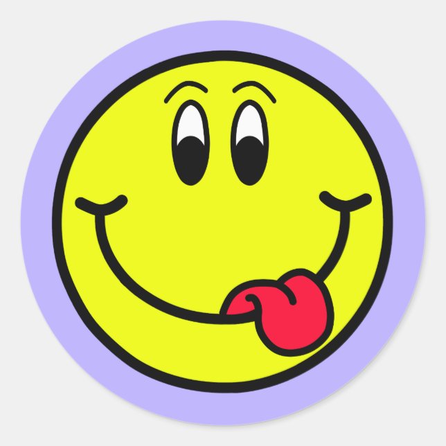 Silly Smiling Face Emoji Round Sticker (Front)