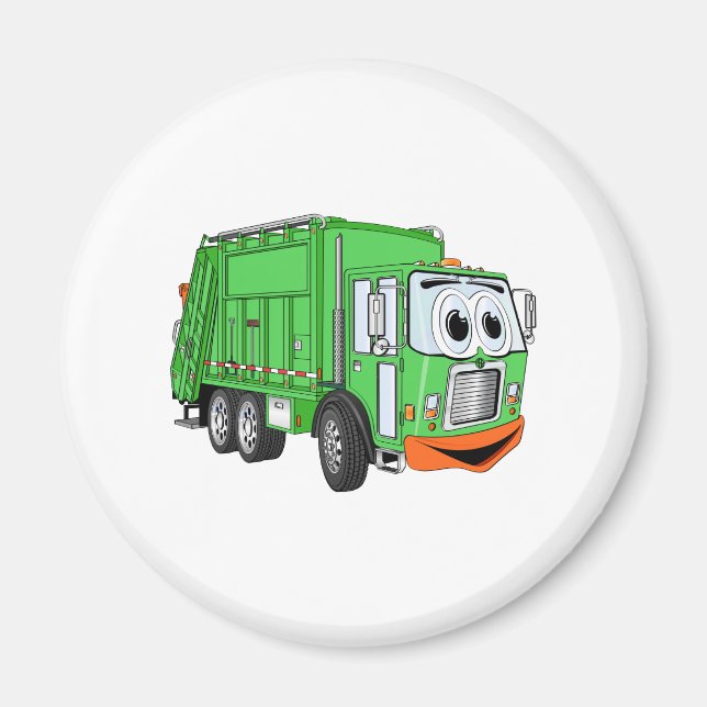 Silly Smiling Garbage Truck Cartoon Magnet