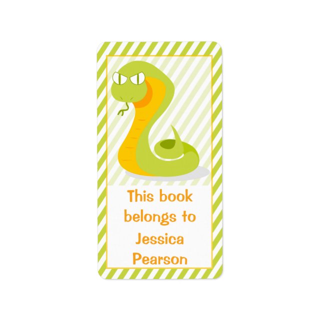 Silly Snake This Belongs To Bookplate Sticker (Front)