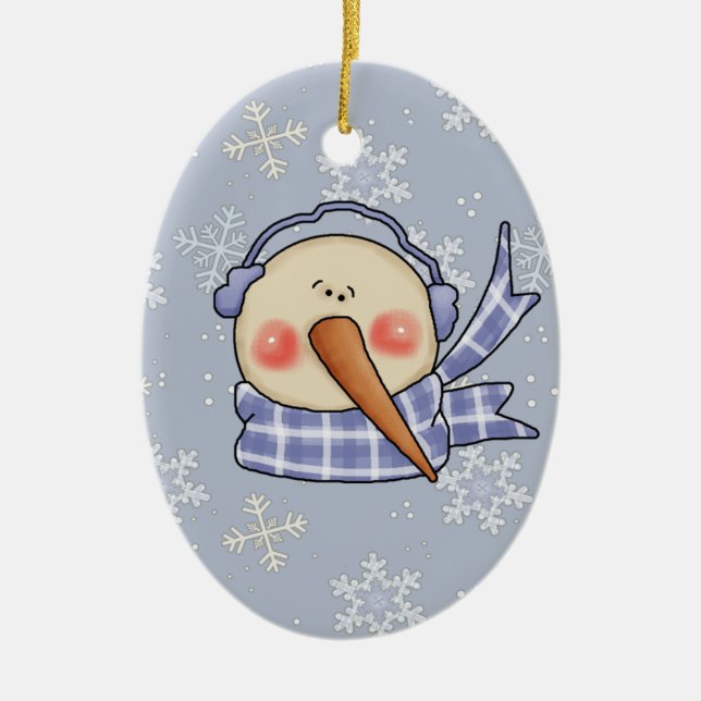 Silly Snowman Ceramic Ornament (Front)