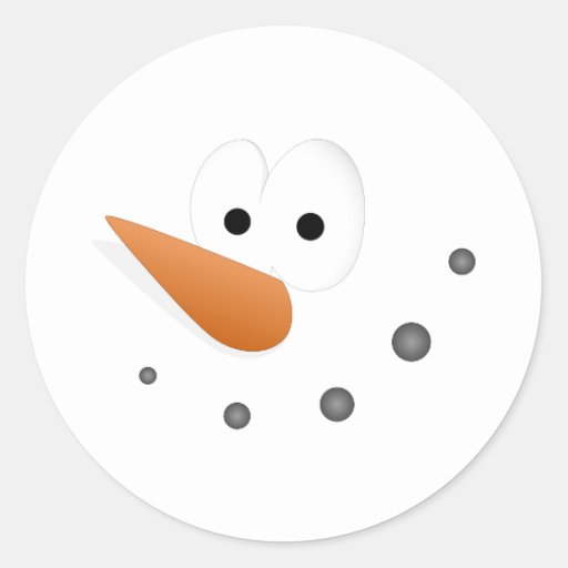 Silly Snowman Face Cartoon Classic Round Sticker | Zazzle
