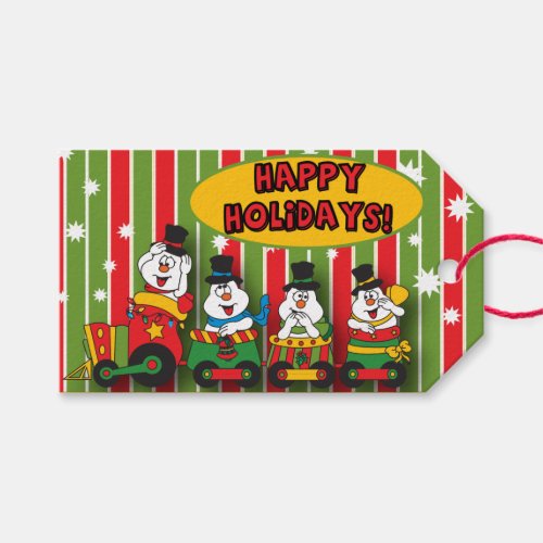 Silly Snowman Train  Christmas Gift Tags