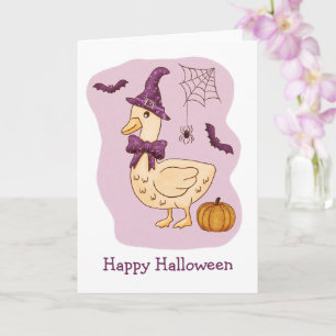 Silly Spooky Goose and Pumpkin Card