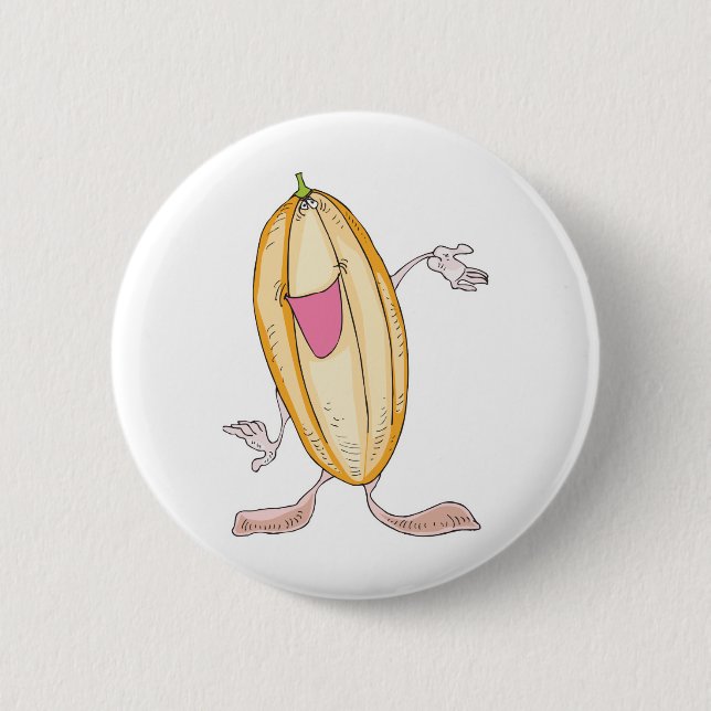 silly squash cartoon character button (Front)