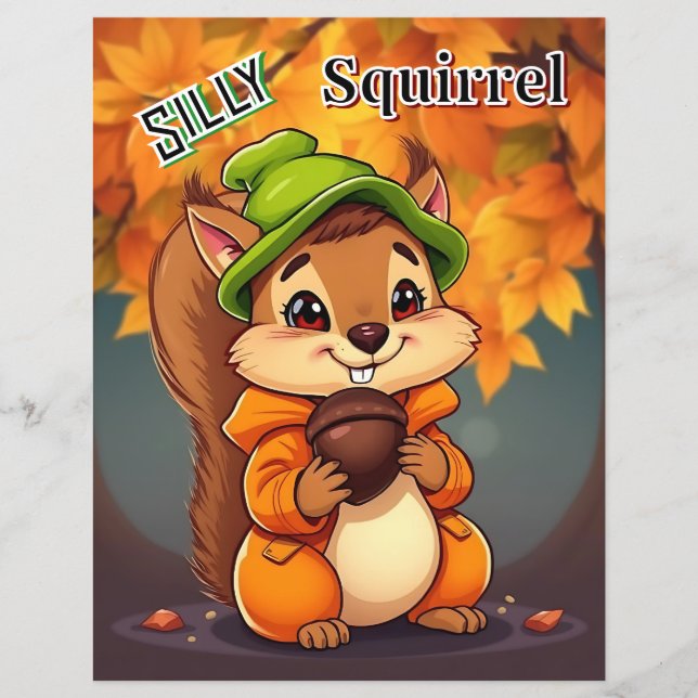Silly Squirrel  | Cute Cartoon Kid's Nursery Art (Front)