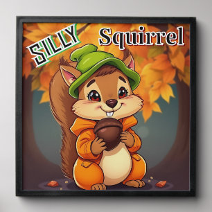 Silly Squirrel Cute Cartoon Kid's Nursery Art Peel And Stick Photo Tile