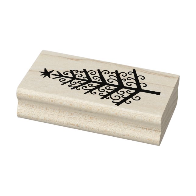 Silly Stylized Christmas Tree Wood Rubber Stamp (Stamp)