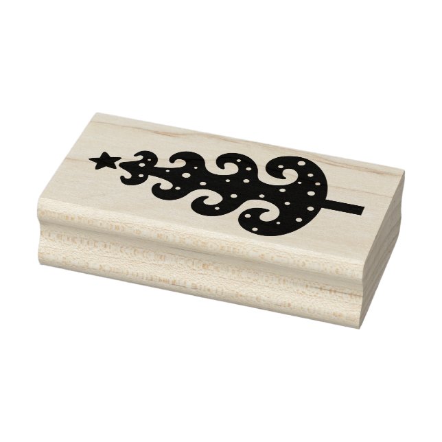 Silly Stylized Christmas Tree Wood Rubber Stamp (Stamp)