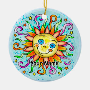 Silly Sun  Ceramic Ornament