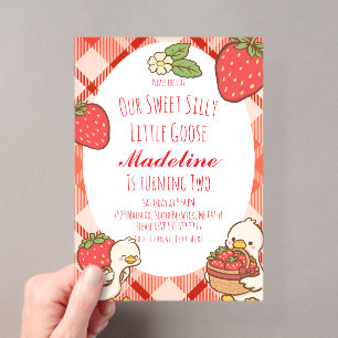 Silly Sweet Goose Strawberries Birthday Acrylic Invitations