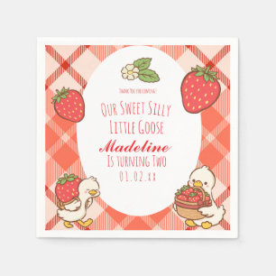 Silly Sweet Goose Strawberries Birthday Napkins