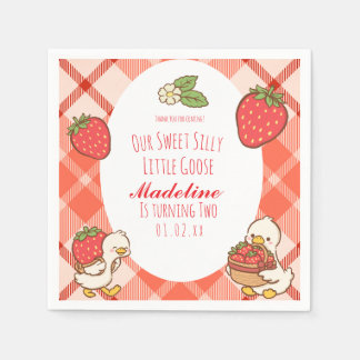 Silly Sweet Goose Strawberries Birthday Napkins
