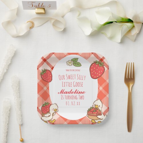 Silly Sweet Goose Strawberries Birthday Paper Plates