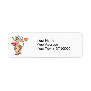 silly tan cow label