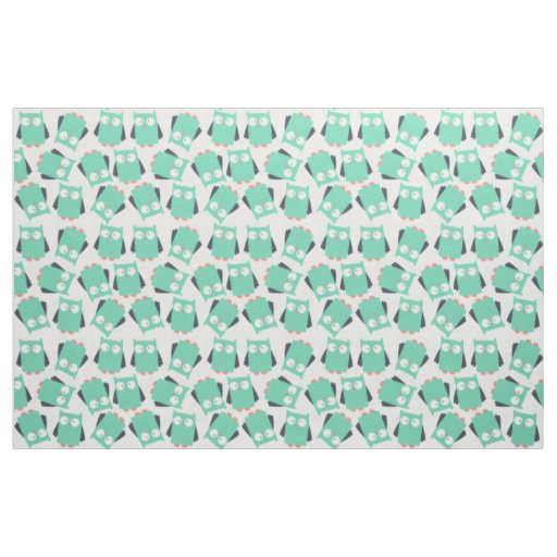 Silly Teal Owls Fabric