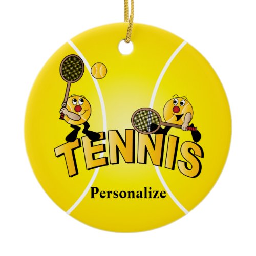 Silly Tennis Ball Players | Personalize Ceramic Ornament