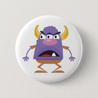 silly three-eyed ogre monster pinback button