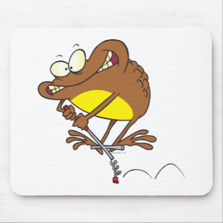silly toad on pogo stick cartoon mouse pad