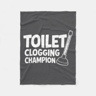 Silly Toilet Clogging Champion Fleece Blanket