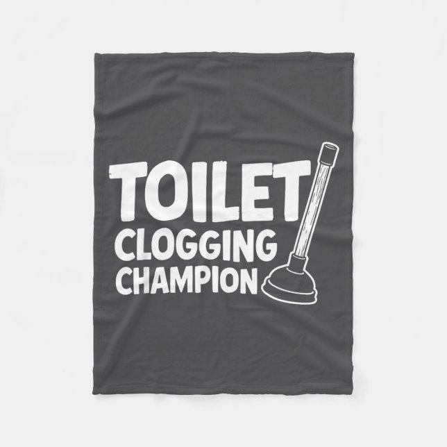 Silly Toilet Clogging Champion Fleece Blanket (Front)