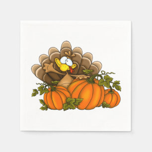 Silly Turkey and Pumpkins Napkins