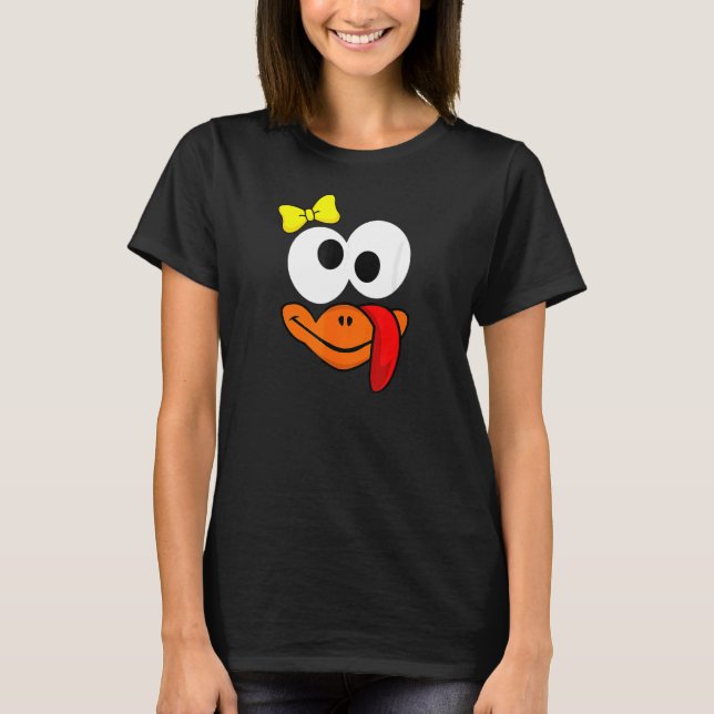 Silly Turkey Face & Bow  Thanksgiving Turkey Gobbl T-Shirt (Front)