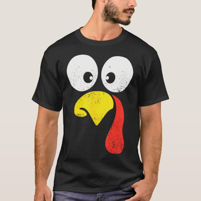 Silly Turkey Face Family Thanksgiving Dinner Mens  T-Shirt (Front)