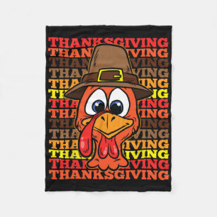 Silly Turkey Face Thanksgiving Day Funny Bird Fall Fleece Blanket