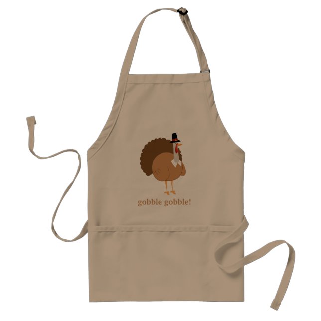 Silly Turkey Pilgrim Gobble Gobble! Adult Apron (Front)