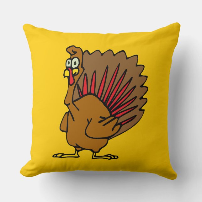 Silly Turkey Throw Pillow (Front)