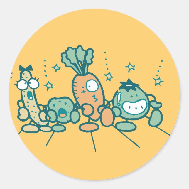 Silly Veggies T-shirts and Gifts Classic Round Sticker (Front)