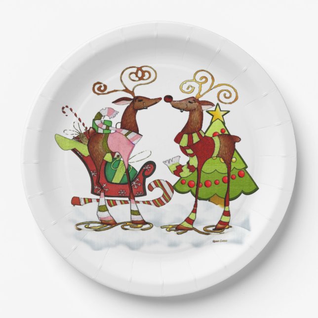 Silly Whimsey Christmas Mooks PARTY Paper Plates (Front)