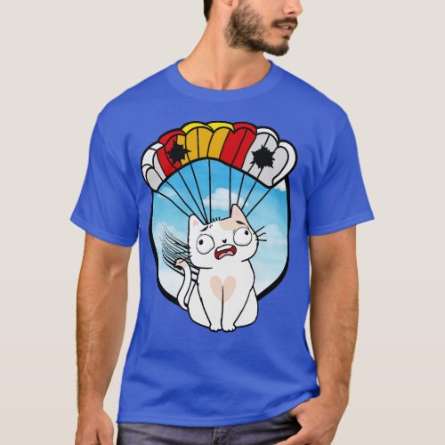 Silly white cat has a broken parachute T_Shirt