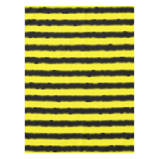 Silly Yellow/Black Bee-Like Stripes Pattern Tablecloth (Front)