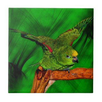 Silly Yellow Naped Amazon Parrot Animal Ceramic Tile by SmilinEyesTreasures at Zazzle