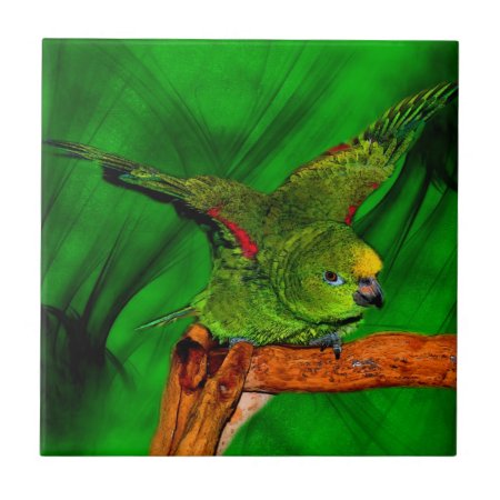 Silly Yellow Naped Amazon Parrot Animal Ceramic Tile