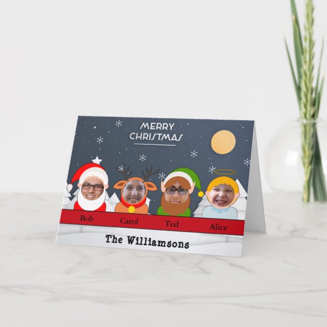 Silly. Your Family as Christmas Characters Photo Holiday Card (Front)