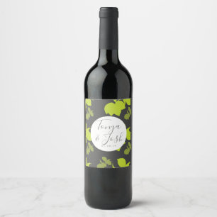 Silo Lemon and Limes Yellow Gray Wedding Wine Label