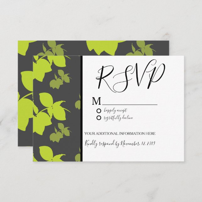 Silo Lemon Lime Seamless Gray Pattern Wedding Invitation (Front/Back)